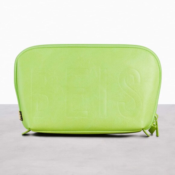 BÉIS The Cosmetic Travel Zipper Pouch Bright Green Citron Polyurethane Material - Picture 1 of 15